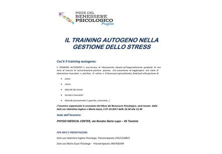 IL TRAINING AUTOGENO NELLA GESTIONE DELLO STRESS