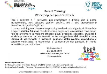 Parent training: Workshop per genitori efficaci